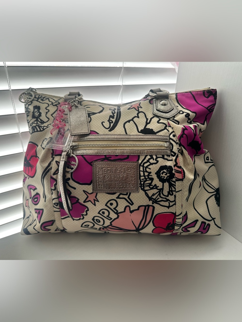 Coach Poppy Petal Print Sateen Rocker Tote